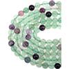 LPBeads 100 perline rotonde sfuse in fluorite naturale multicolore da 8 mm, per la creazione di gioielli, con cordoncino elastico in cristallo