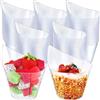 LATERN 50 Pezzi Tazze da Dessert in Plastica, 200ml Coppe da Dessert Rotonde Curve Tazza di Antipasto Semifreddo Trasparente Ciotola da Portata Riutilizzabile per Mousse Budino Festa (11,4 x 6,3cm)