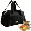 Aohyue Borsa Porta Pranzo, Borsa Termica Porta Pranzo Pieghevole, Borsa Pranzo Portatile, Borsa Pranzo con Doppio Manico Isolata, Borsa per Alimenti per Lavoro, Scuola, Picnic, Nero 6L