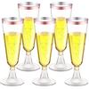LATERN 50 Pezzi Riutilizzabili Flute da Champagne con Bordo in Oro Rosa, 150ml Bicchieri da Champagne in Plastica Bicchieri da Vino con Gambo per Anniversario Matrimonio Giardino Feste (5,5 x 16,5cm)