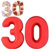 Guittly Umber - 30 stampi per torte, 3D a forma di numero grande, vassoi da forno per la cottura di compleanni, anniversari, antiaderenti, in silicone alimentare, lavabili in lavastoviglie (30)