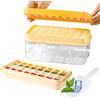 BOOWEN Stampo Ghiaccio Silicone con Coperchio Ice Cube Tray Vassoi per Cubetti di Ghiaccio Facile Far Uscire per Cocktail Whisky Succo Bevande Congelate (giallo)