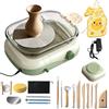 Ysislybin Piattaforma da Ceramica per Bambini, Kit Mini Tornio da Ceramica con Pedale e Scatola Portaoggetti, Rotazione Bidirezionale, con DIY Utensili, Regalo Creativi per Bambini Adulti Principianti
