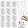 Mispudin 12 Pezzi Mini Brocche Ceramica Latte 45ml, Lattiera Ceramica Piccola con Cucchiaio, Bricco Latte Piccolo per per Salsa, Caffè, Sciroppo, Tè, Crema