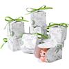 PH PandaHall 50 mini scatole regalo verdi con fiori stampati, 7 cm, piccole scatole regalo quadrate con nastro per regali di nozze, compleanno, feste, festa della mamma, primavera