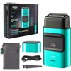 VGR V-307 Rasoio Elettrico Uomo a Lamina Senza Fili, Doppia Lamina in Titanio, Motore ad Alte Prestazioni 9000 RPM, Indicatore di Carica LED, Ricarica USB, Rasatura Precisa per Barba e Viso, Verde