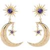 Yifnny Orecchini Stella e Luna, Asimmetrici a Forma di Stella Luna Sole Orecchini a Bottone Orecchini Scintillanti Orecchini Lunghi Bohémien Ciondola per Donne Luna Gioielli (Style 3)
