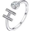 PROSILVER Anello Lettera Captiale A-Z Personalizzabile con Zirconia Cubica，Anello Donna Regolabile Aperto in Argento 925，Anelli Ragazza Donna Madre Sorella Idee Regalo per Compleanno, Laurea