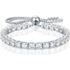 TUHE Moissanite - Braccialetto tennis regolabile da donna in argento Sterling S925 placcato in oro bianco 18 carati, colore D, VVS1, taglio rotondo, 2/3/4 mm, regalo per moglie/mamma, 11inch, Oro bianco