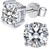 LAVUMO Moissanite Orecchini Donna Argento 925 Oro 14K/Oro Bianco, Orecchini Lobo Moissanite Da 0,3-2 ct, VVS1 D Colore Brillante Gioiello Regalo Donne e Uomini (Argento, 0,6 carati (0,3 ct*2)-4 mm)