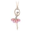 CERSLIMO Collana per Ragazze - Ballerina Delicata con Zirconi Bianchi e Gonna a Petali Rosa, Elegante Collana per Ragazze e Bambini, Oro Rosa
