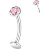 ZS ASTM F136 Titanio Anello Ombelico, 14G Zirconi Cubici Gioielli Ombelico, 6/8/10/12/14MM Filettatura Interna Retro Piatto Piercing Banana Piercing Ombelico (Rosa CZ,L:10mm)