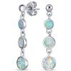 Bling Jewelry Gemma Geometrica 3 Bezel Round Disc Linear White Circle Opale Pendenti Goccia Per Donne Adolescenti .925 Argento