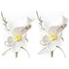YANJINGHE 2 Pezzi Fiori All'Occhiello, Artificiale Fiore di Calla Spilla, Fiore All'Occhiello da Uomo, Fatto a Mano Boutonniere Matrimonio con Perno e Clip per Matrimoni, Balli, Feste (Bianco I)