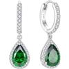 Starchenie Orecchini Donna Sterlina Argento 925 Pera Verde Zirconia Pendenti Cerchio Orecchini Gioielli Regali