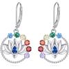 YAFEINI Orecchini a Forma di Fiori per Donna Orecchini a Monachella in Argento Sterling con Pietra di Luna/Chakra Orecchini a Monachella Regalo di Gioielli per Ragazze (A)