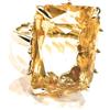 Generico Anello in Cristallo ANELLO DI BRONZO CON CRISTALLI CZ CABOCHON RETTANGOLO 18X25MM MISURA REGOLABILE SMERALDO (giallo)