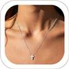 FindChic Collana Donna Croce, Argento Acciaio Inossidabile Regolabile Catena