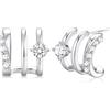Roheafer Orecchini Donna in Argento 925 Placcato Oro 14K, Huggie Triple Illusion con Montatura ad Artiglio e Zirconia Cubica, Leggeri e Ipoallergenici(G-Round CZ)