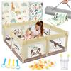 SPYLAVE Box Bambini 180X200cm Con Materasso, XXL Con Fondo Antiscivolo E Rete Traspirante, Tessuto Oxford 210D, Parco Giochi Per Bambini, Playpen, 60 Palline, 4 Manici