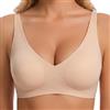 Vicloon Reggiseno Senza Fili Push-up, Color Carne Reggiseno Senza Ferretto Invisibile, Sostegno, Forma Seno Naturale, Comfort e Supporto Quotidiano(Modello A, Taglia M)