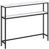 VASAGLE Tavolo Consolle, Tavolo Stretto a 2 Ripiani Portaoggetti, 20 x 100 x 80 cm, per Soggiorno, Corridoio, Ingresso, Bianco Marmo e Nero Inchiostro LNT131W59