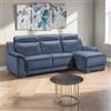 LIBEROSHOPPING Divano 2 posti con Penisola 230x155 cm Sokol tessuto Blu antimacchia