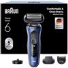 Braun Series 6 Rasoio Elettrico Barba, Regolabarba Uomo Easyclick, Base di Ricarica, Sensoflex, Wet&Dry, Ricaricabile, Custodia da Viaggio, Rasoio a Lamina Senza Fili, 61-B4500cs Blu