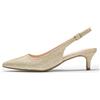 GENSHUO Décolleté Donna Tacco Basso Gattino con Cinturino Retro Punta Chiusa, Glitter Dorati, 39 EU