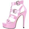 Only maker Sandalo da donna con tacco alto e plateau, con borchie effetto laccato, nero, Colore: rosa., 38 EU