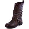 Toocool - Stivali Donna Bassi Biker Boots Motociclista Stivaletti Fibbie Anfibi SA9907 [41,Marrone]