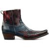 Generico Uomo Tacco A Blocco Basso Stivali Western Cowboy Punta Appuntita Stivaletti Corti Pelle PU Scarpe da Vestito da retrò,Blu,43 EU