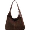 JTKSSCS Borsa Camoscio Marrone Borsa a tracolla da donna in pelle scamosciata con chiusura magnetica, grande capacità, borsa tote for lavoro e viaggi(Coffee)