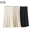 BSAY Moda Donna 2024 Primavera Nuova Texture di Raso Decorazione Dell'arco Vintage Chic Femminile A Vita Alta H Linea Gonne Lunghe Mujer