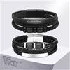 Vnox Bracciale in pelle intrecciata personalizzata per uomo Bracciale in pelle PU tripla intrecciata fatta a mano Nome personalizzato Testo Gioielli Regali