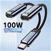 MOSHOU Splitter adattatore per cuffie e caricabatterie doppio USB C Adattatore audio da tipo C a USB-C 2 in 1 a ricarica rapida