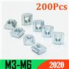 YMAX 200 pz/set 2020 M3 M4 M5 T Dado Scorrevole Zincato T-Slot Dado Scorrevole in Collegamento 20 Serie Profilo di Estrusione di Alluminio Dado Quadrato