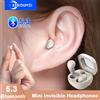 kebidumei Mini cuffie invisibili Bluetooth 5.3 Auricolari TWS wireless in-ear con riduzione del rumore stereo HIFI per iPhone