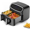 Gidgimo Friggitrice ad aria XXL Dual Zone 10L (6L+4L) - 2800W, 12 programmi preimpostati, display a LED, funzione di preriscaldamento e finestra di visualizzazione