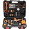 NONE Cassetta degli Attrezzi con Avvitatore Elettrico/Frullatore a Batteria 21V, Valigetta con 100 Pezzi, Cassetta degli Attrezzi Professionale per Ufficio e Giardino, Ideale per il Fai-da-Te Domestico.