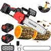 DWiusty Motosega elettrica senza spazzole da 12 pollici con oliatore, sega a batteria senza fili Utensile elettrico per la lavorazione del legno da giardino con 2 batterie al litio