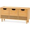 NONE LINHOME RS02168 Mini Cassettiera in Legno e Bambù con 4 Cassetti per Piccoli Accessori, 21x16x28cm - Mini Organizer da Scrivania Multiuso