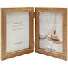 NONE LIN HOME RS24001 Cornice Portafoto Doppia in Legno Naturale, Regolabile, per Foto 10x15 cm, Decorazione per la Casa