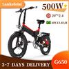 NONE Bicicletta Elettrica Pieghevole Lankeleisi G650, Batteria al Litio 48V12.8Ah, Motore Posteriore da 500W, Freno Idraulico, Bici Elettrica da 20 Pollici
