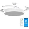 NONE Ventilatore da Soffitto OStark con Luce LED Retrattile 106 cm, 4 Pale, Potenza Totale 72W, Controllo tramite APP e Telecomando, Timer, 6 Velocità, 3 Temperature di Luce, Funzione Estate-Inverno,