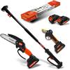 Altuna Kit di Potatura a Batteria in Titanio - Motosega a Batteria + Cesoie Elettriche + Asta Telescopica - Include 2 Batterie - Asta da 1,63 m per Potatura in Altezza