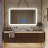 NONE Specchio LED per bagno, schermo LCD (ora/temperatura), antiappannamento tattile, 3 colori regolabili, design senza bordi