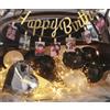 NONE Kit Decorazione Auto "Happy Birthday" 36 pz - Palloncini Neri, Bianchi, Trasparenti con Stelle, Cuore Argento 45 cm, GHIRLANDA, LED, Tulle - Ideale per Sorprese
