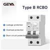 GEYA Interruttore Automatico Differenziale RCBO Tipo B 30mA con Protezione da Sovraccarico per Ricarica Veicoli Elettrici DC
