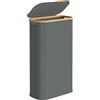 SONGMICS Cesto per Biancheria SONGMICS con Coperchio, Cesto per Biancheria Stretto, Tessuto Oxford, Pieghevole, Struttura in Bambù, per Lavanderia, Camera da Letto e Soggiorno, 70 L, 42 x 22,5 x 70,5 cm,